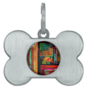 Colourful Squares Modern Abstract Art Pattern #04 Pet ID Tag