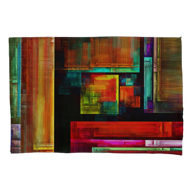 Colourful Squares Modern Abstract Art Pattern #04 Pillowcase (Front)
