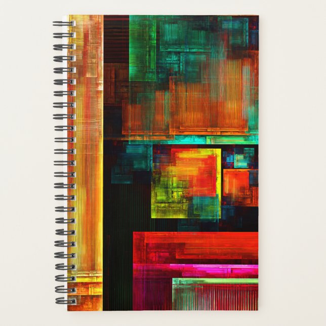 Colourful Squares Modern Abstract Art Pattern #04 Planner (Front)