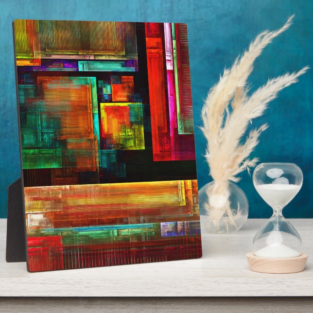 Colourful Squares Modern Abstract Art Pattern #04 Plaque (Side)