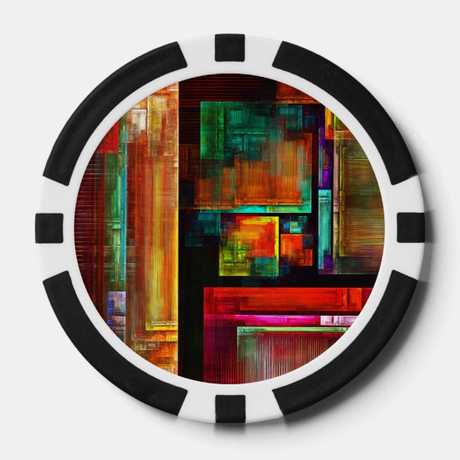 Colourful Squares Modern Abstract Art Pattern #04 Poker Chips (Front)