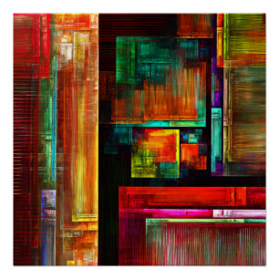 Colourful Squares Modern Abstract Art Pattern #04 Poster