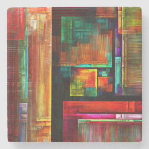 Colourful Squares Modern Abstract Art Pattern #04 Stone Coaster