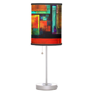 Colourful Squares Modern Abstract Art Pattern #04 Table Lamp