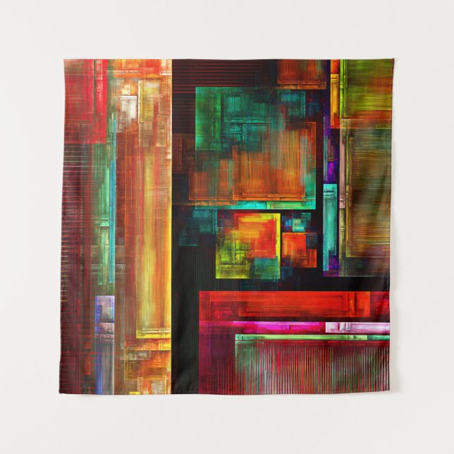 Colourful Squares Modern Abstract Art Pattern #04 Tapestry (Front)