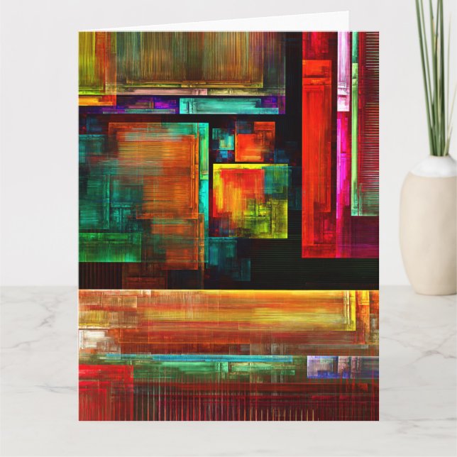 Colourful Squares Modern Abstract Art Pattern #04 Thank You Card (Front)