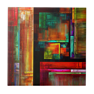 Colourful Squares Modern Abstract Art Pattern #04 Tile