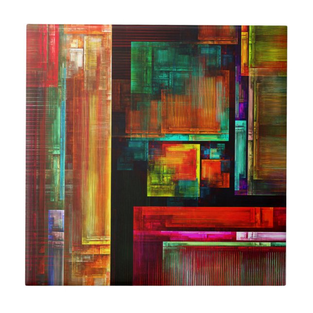 Colourful Squares Modern Abstract Art Pattern #04 Tile (Front)