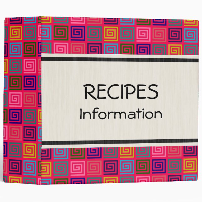 Colourful Squares Modern Geometric Pattern Binder (Front/Spine)
