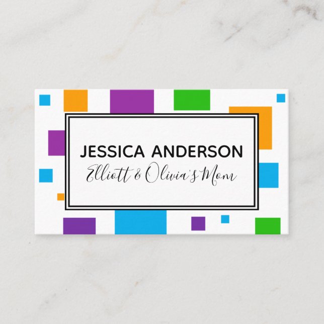 Colourful Squares Mommy Playdate Calling Card (Front)