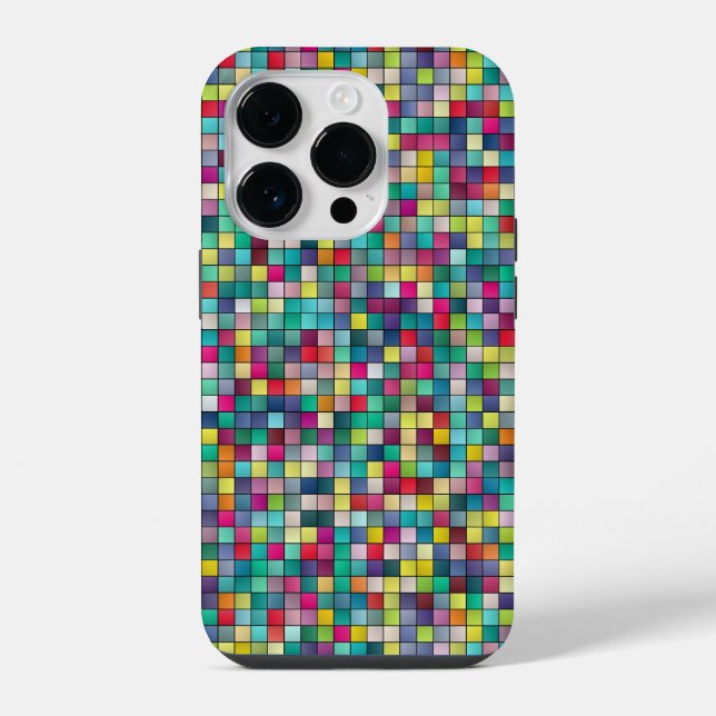 Colourful squares mosaic geometric pattern speck i iPhone case (Back)