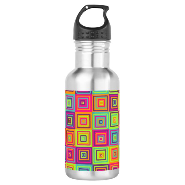 Colourful Squares Pattern 532 Ml Water Bottle (Front)
