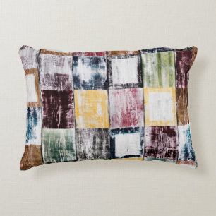 Colourful squares pattern accent pillow