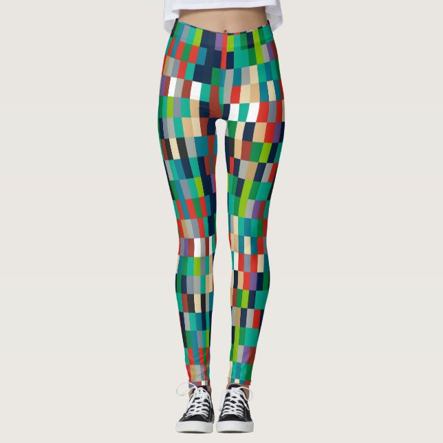 Colourful Squares Pattern Leggings (Front)