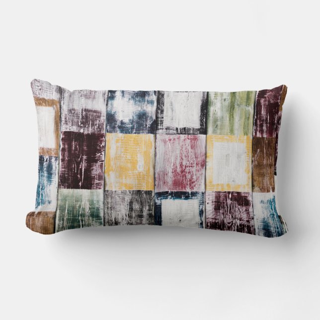 Colourful  squares pattern lumbar pillow (Front)