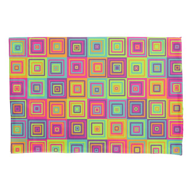 Colourful Squares Pattern Pillowcase (Front)