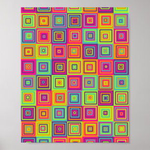Colourful Squares Pattern Poster