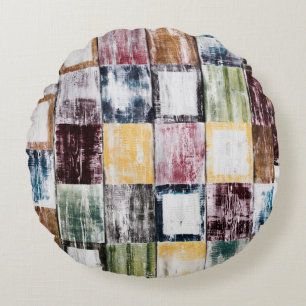 Colourful squares pattern round pillow