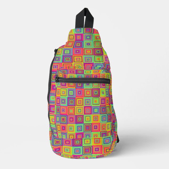 Colourful Squares Pattern Sling Bag (Front)