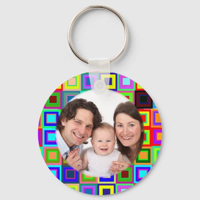 Colourful Squares/Photo Keychain (Front)
