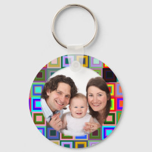 Colourful Squares/Photo Keychain