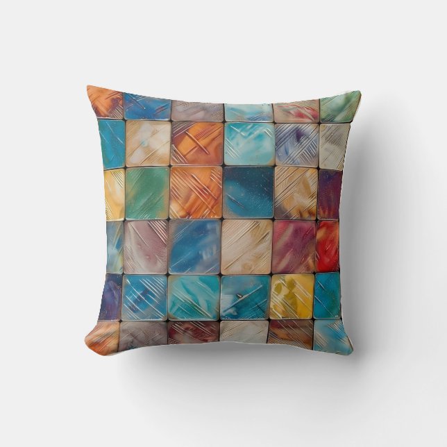 Colourful Squares Throw Pillow (Front)
