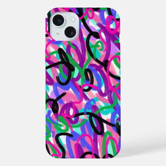 Colourful Squiggles Abstract Art iPhone Case (Back)