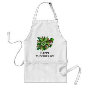 Colourful St. Patrick's with Peeking Leprechaun Standard Apron