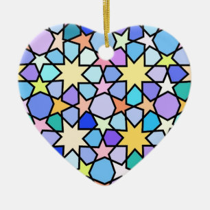 Colourful Stain glass effect Stars Pattern Ceramic Ornament