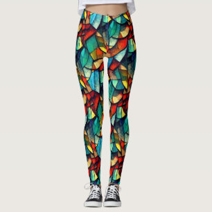 Colourful Stained Glass Abstraction Leggings