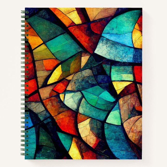 Colourful Stained Glass Abstraction Notebook (Front)