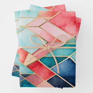 Colourful Stained Glass Art Wrapping Paper Sheets