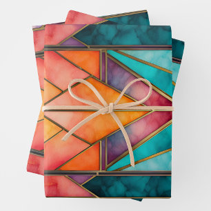 Colourful Stained Glass Art Wrapping Paper Sheets