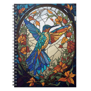 Colourful Stained Glass Artistic Hummingbird Notebook