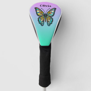 Colourful Stained Glass Butterfly Personalized Golf Head Cover