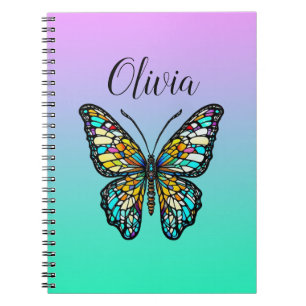 Colourful Stained Glass Butterfly Personalized Notebook