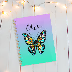 Colourful Stained Glass Butterfly Personalized Planner