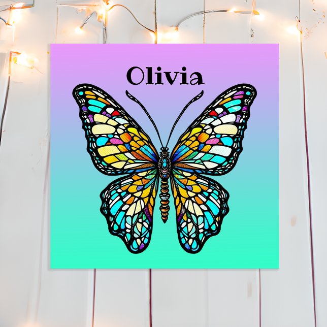 Colourful Stained Glass Butterfly Personalized Poster (Creator Uploaded)
