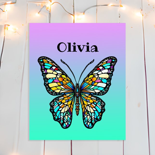 Colourful Stained Glass Butterfly Personalized Poster (Creator Uploaded)