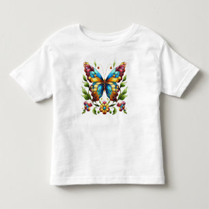Colourful stained glass butterfly with flowers toddler t-shirt