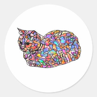 Colourful Stained Glass Cat Sticker