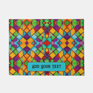 Colourful Stained Glass Decor - add own text Doormat