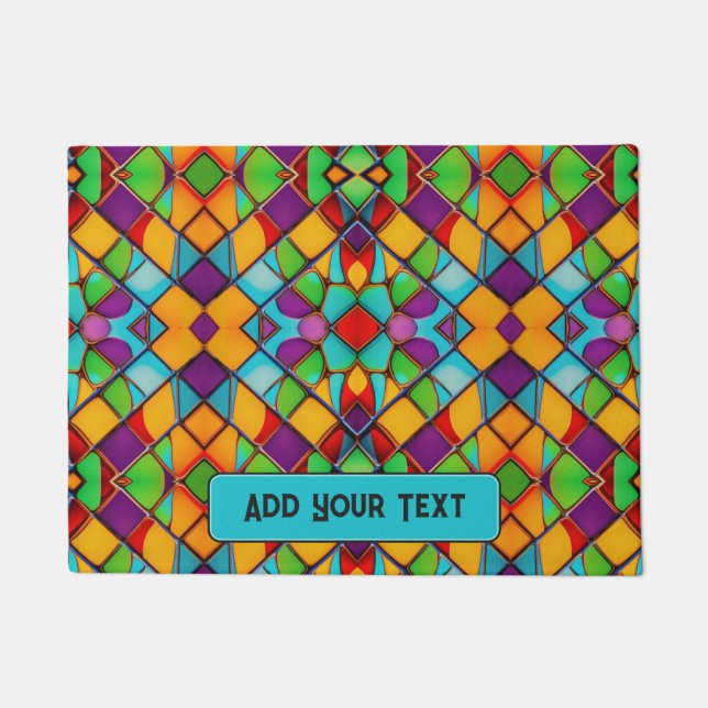 Colourful Stained Glass Decor - add own text Doormat (Front)