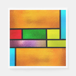 Colourful Stained Glass Design Napkin
