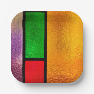 Colourful Stained Glass Design Paper Plate