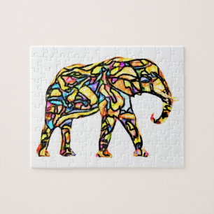 Colourful Stained Glass Elephant Puzzle