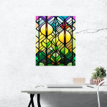 Colourful Stained Glass Illustration Poster<br><div class="desc">A beautiful art nouveau-style digital design that incorporates elements of stained glass and geometric lines. This type of design would be perfect for adding a decorative touch to a room.</div>