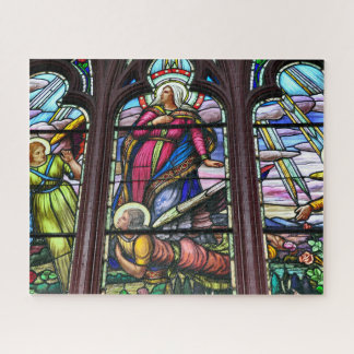 Colourful stained glass jigsaw puzzle