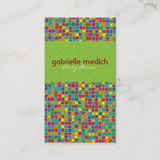 Colourful Stained Glass Look Geometric Pattern Business Card (Front)