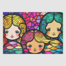 Colourful Stained Glass Mermaids